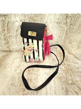 Luv Betsy by Betsey Johnson  White/Black/Hot Pink Floral Crossbody Bag